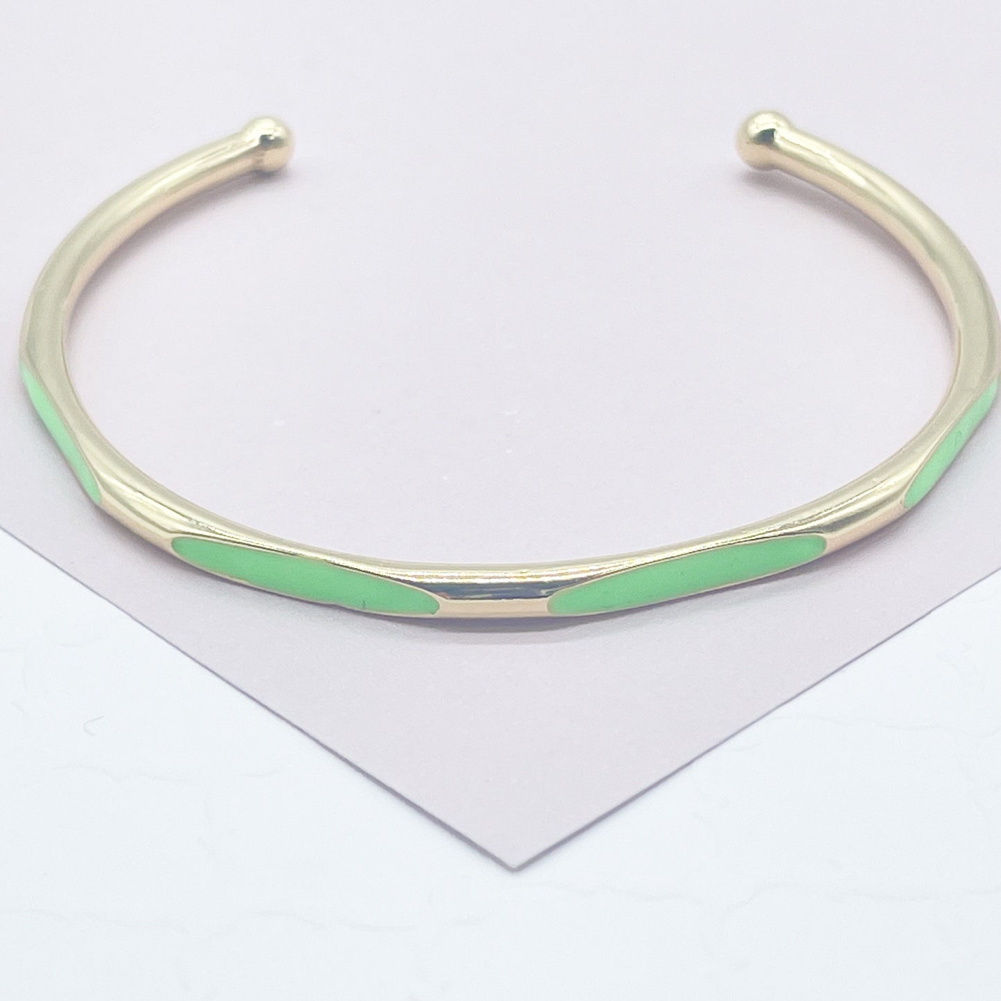 18k Gold Layered Colorful Enamel Cuff Bracelet
