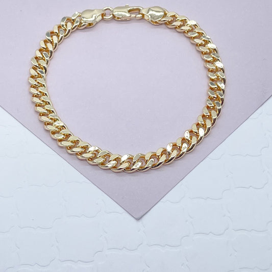 Anklet 18k Gold Layered 6mm Chunky Cuban Link, Gold Layered Curb Link Anklet,