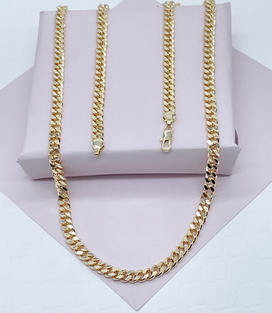 18k Gold Filled 6mm Cuban Link Chain, Miami Cuban Available Necklace and