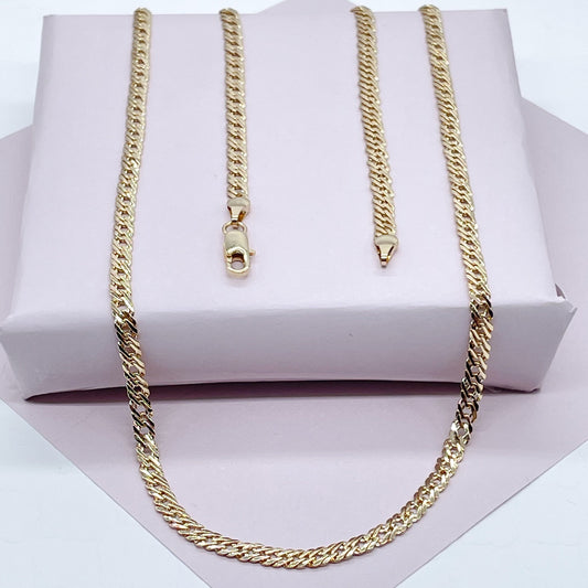 18k Gold Layered 4mm Double Cuban Link Chain Necklace