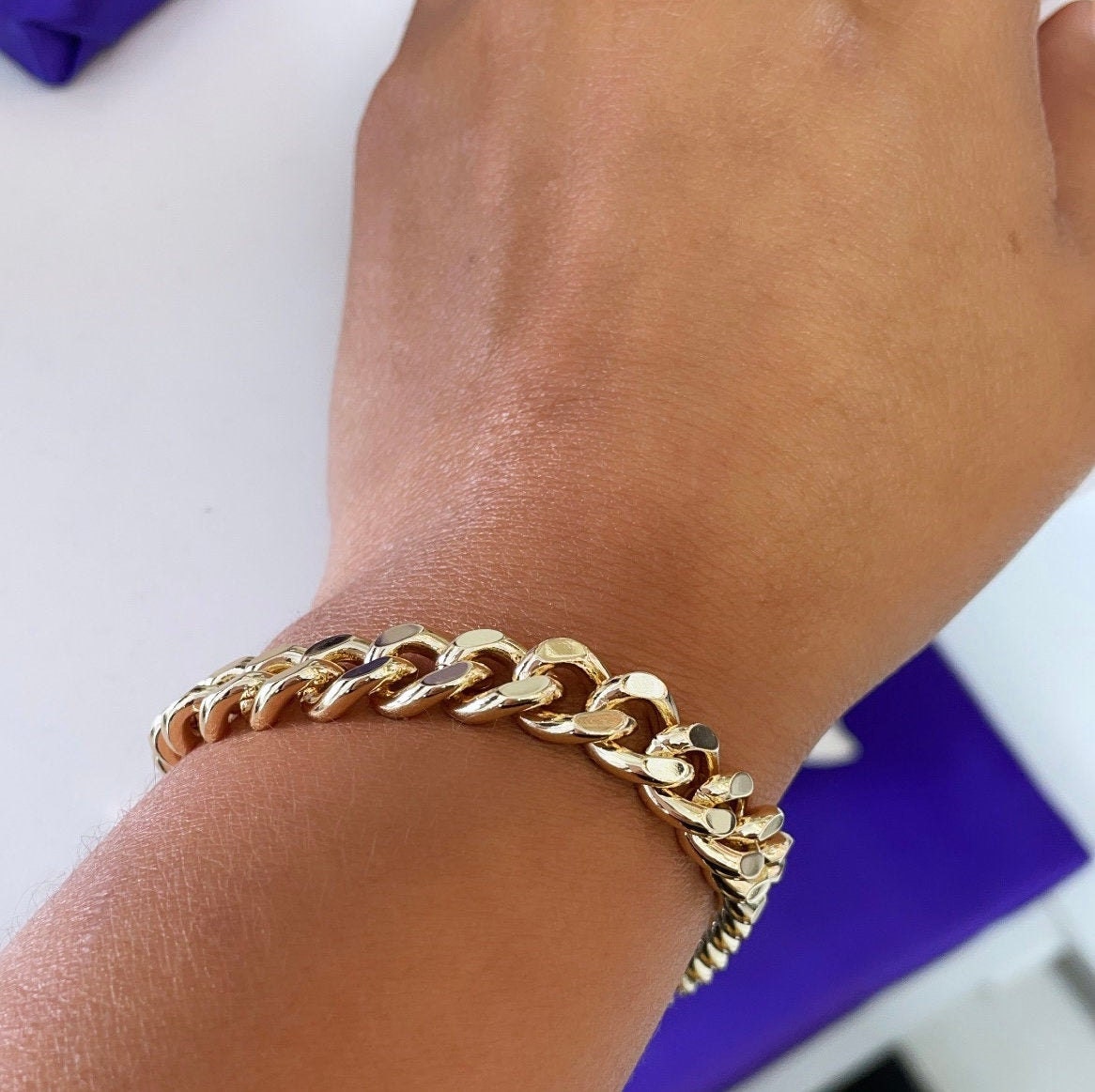 18k Gold Layered 9mm Thick Cuban Link Bracelet