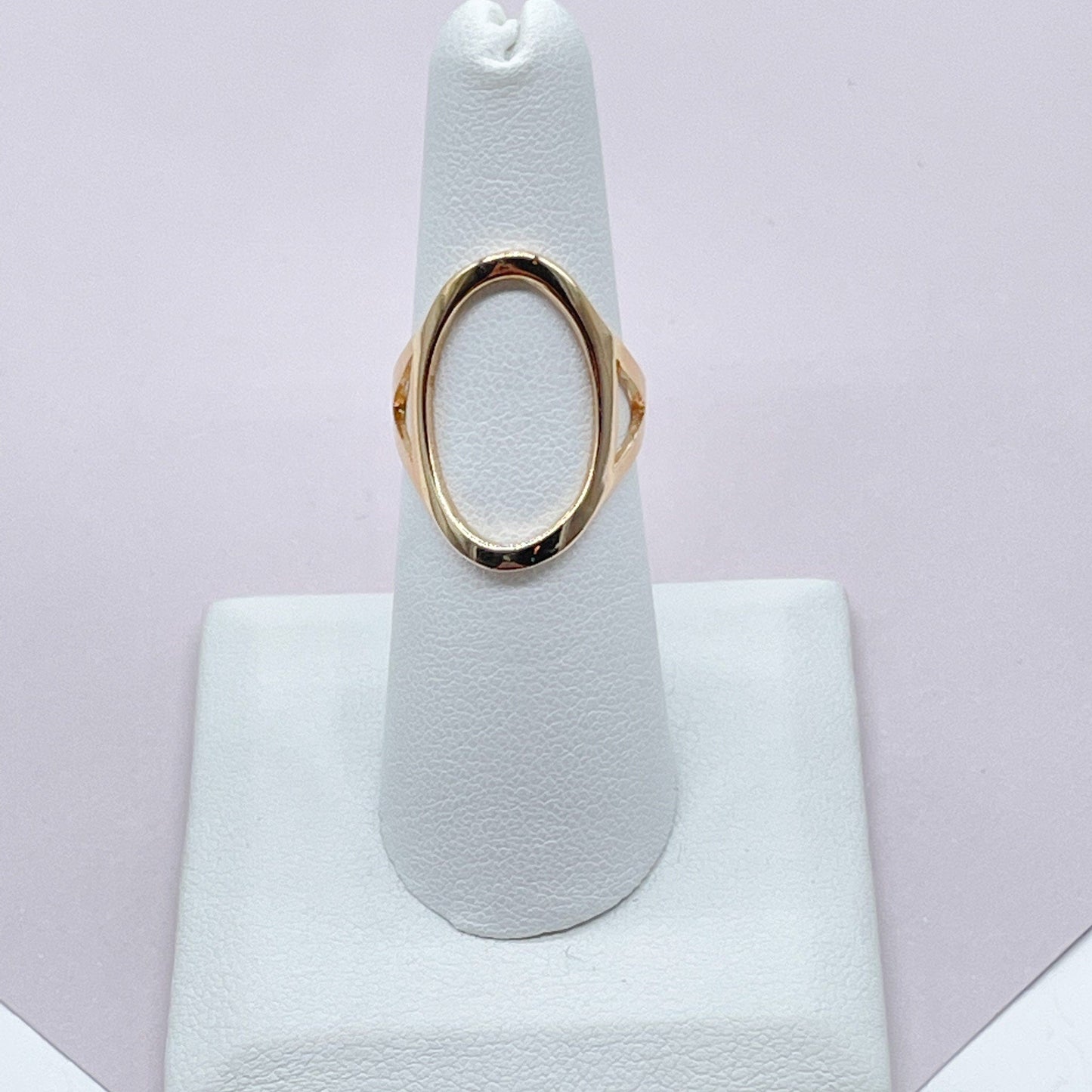 18k Gold Layered Open Oval Ring Hallowed Oval Fashion Design