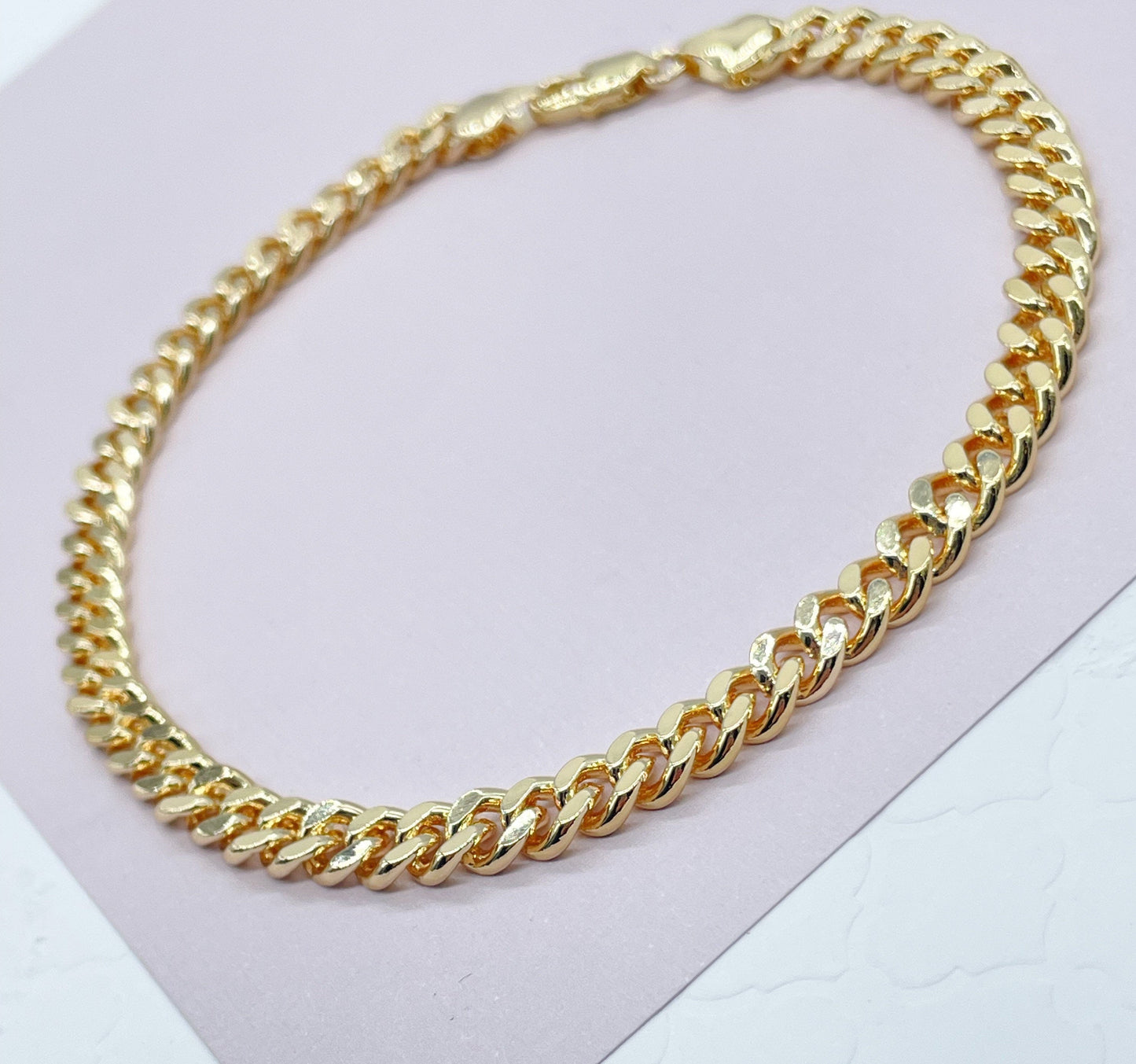 Anklet 18k Gold Layered 6mm Chunky Cuban Link, Gold Layered Curb Link Anklet,