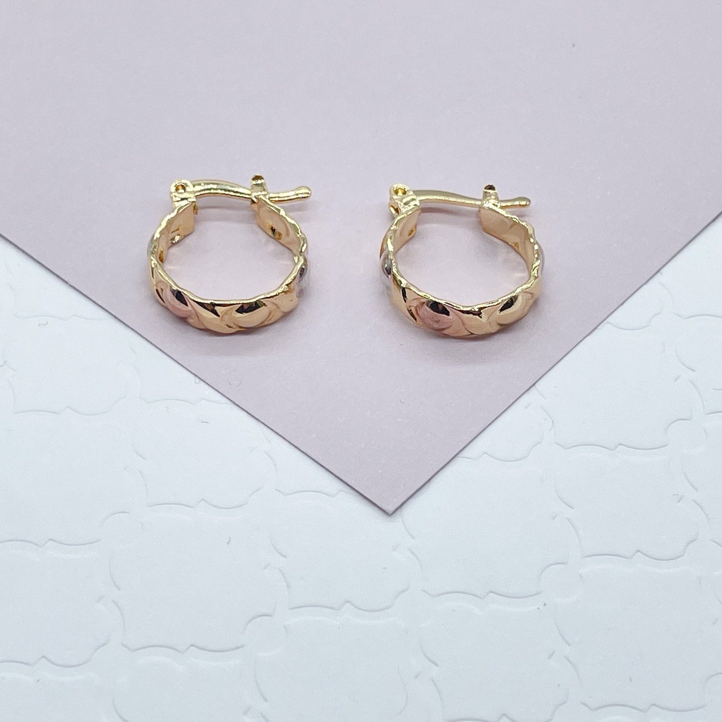 18k Gold Layered XOXO Small Hoop Earrings Hypoallergenic Jewelry Wholesale