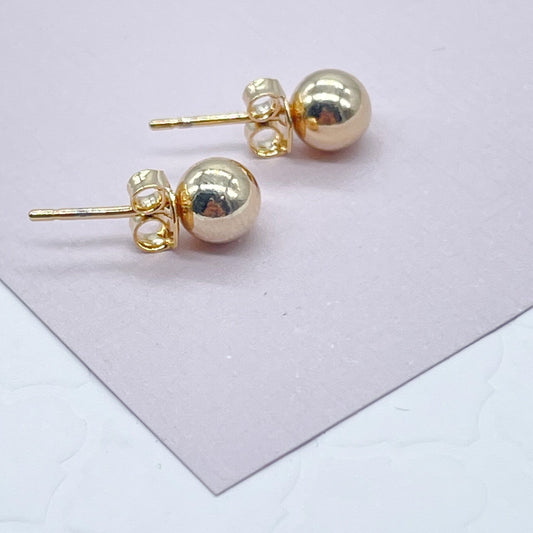 18k Gold Filled Plain Solid 6mm Ball Stud Earrings Available In Gold, Silver And Rose Gold   And Jewelry Making Supplies