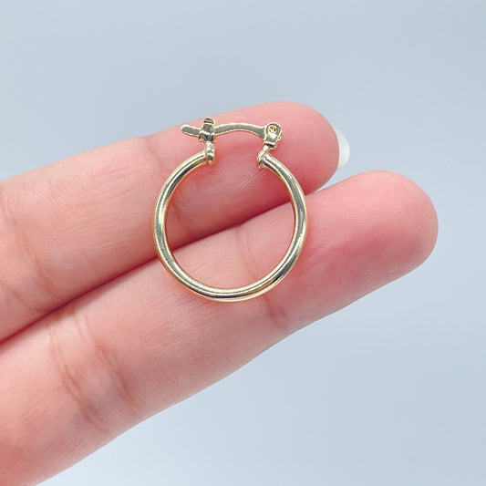 18K Gold Layered Plain 20mm Hoop Earrings Hypoallergenic For Wholesale And