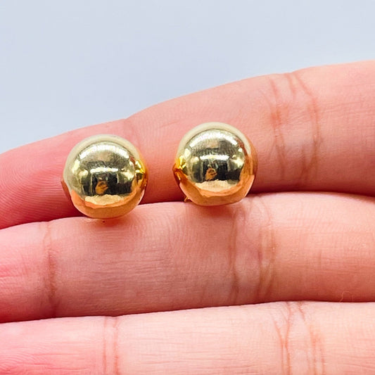 18k Gold Layered 12mm Ball Stud Earrings