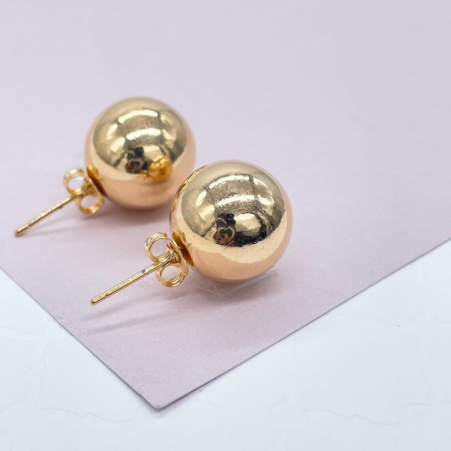 18k Gold Filled 13mm Ball Stud Earrings Available in Gold, Rose Gold and Silver