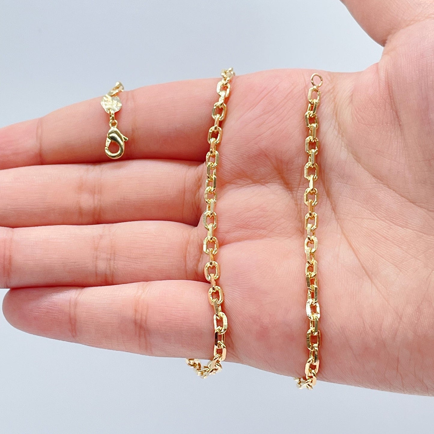 18k Gold Layered Cable Link Chain 3mm Necklace For Wholesale And Jewelry Supplies