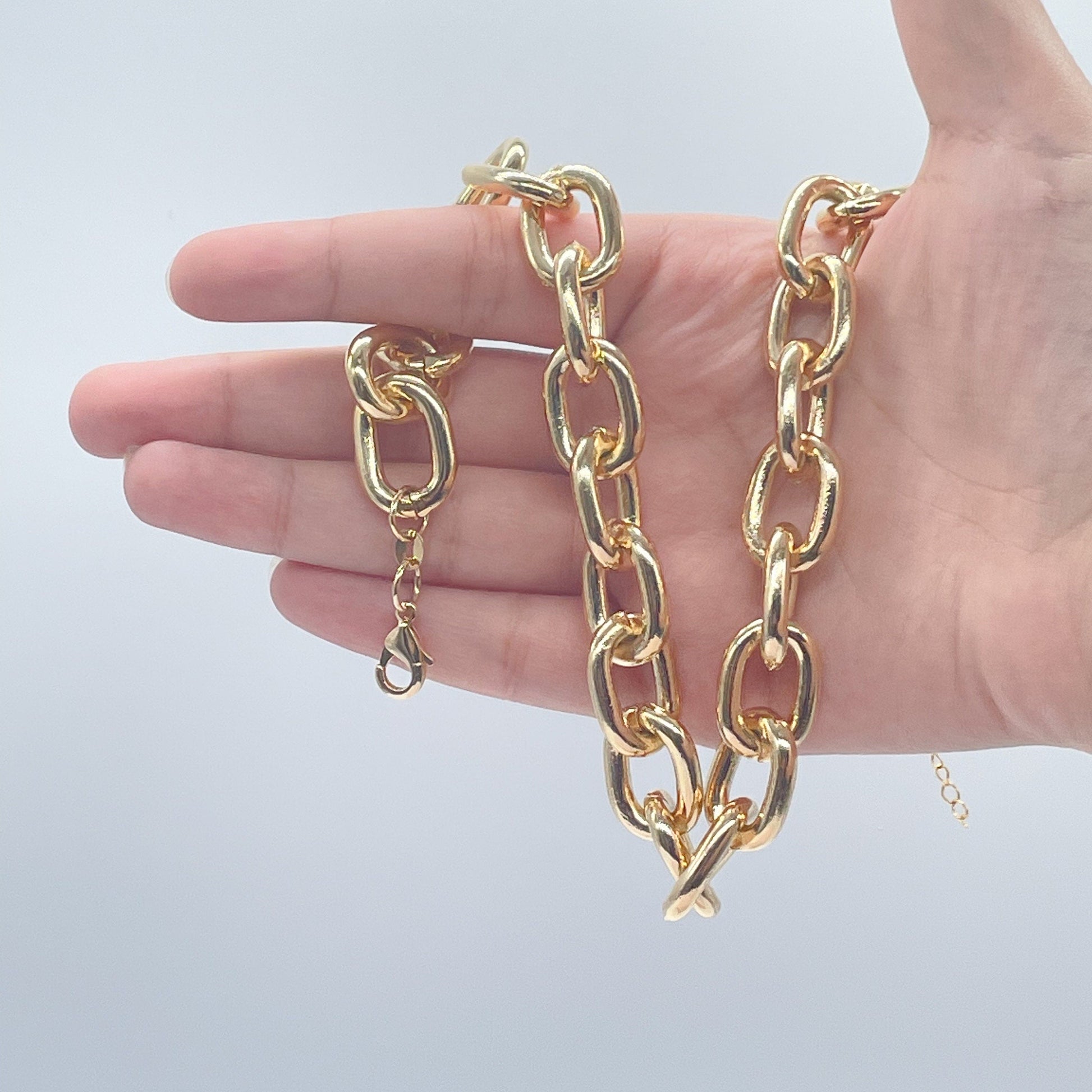 18k Gold Filled Thick Round Cable Link Choker Link Chain Necklace Chunky Choker Necklace 18k Gold Filled