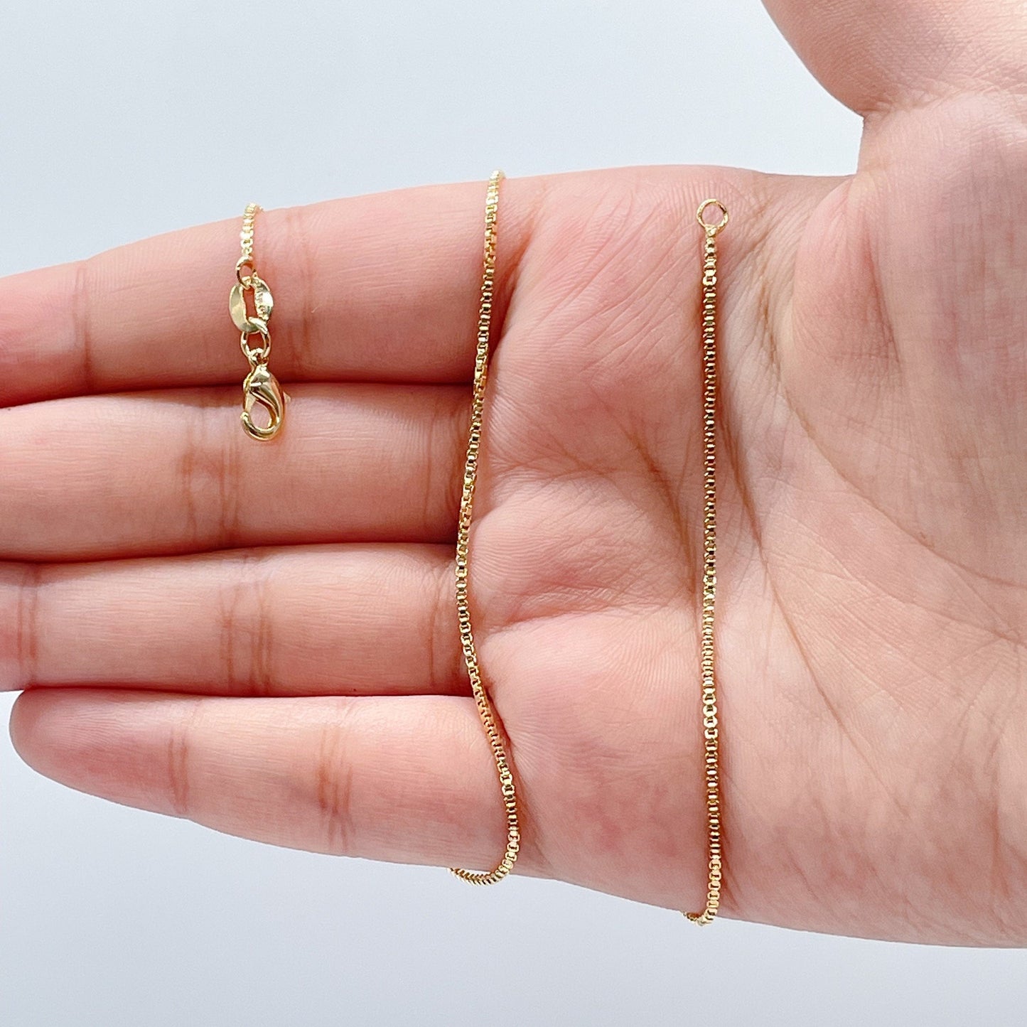 18k Gold Filled Box Chain 1mm Necklace Dainty Jewelry For Wholesale