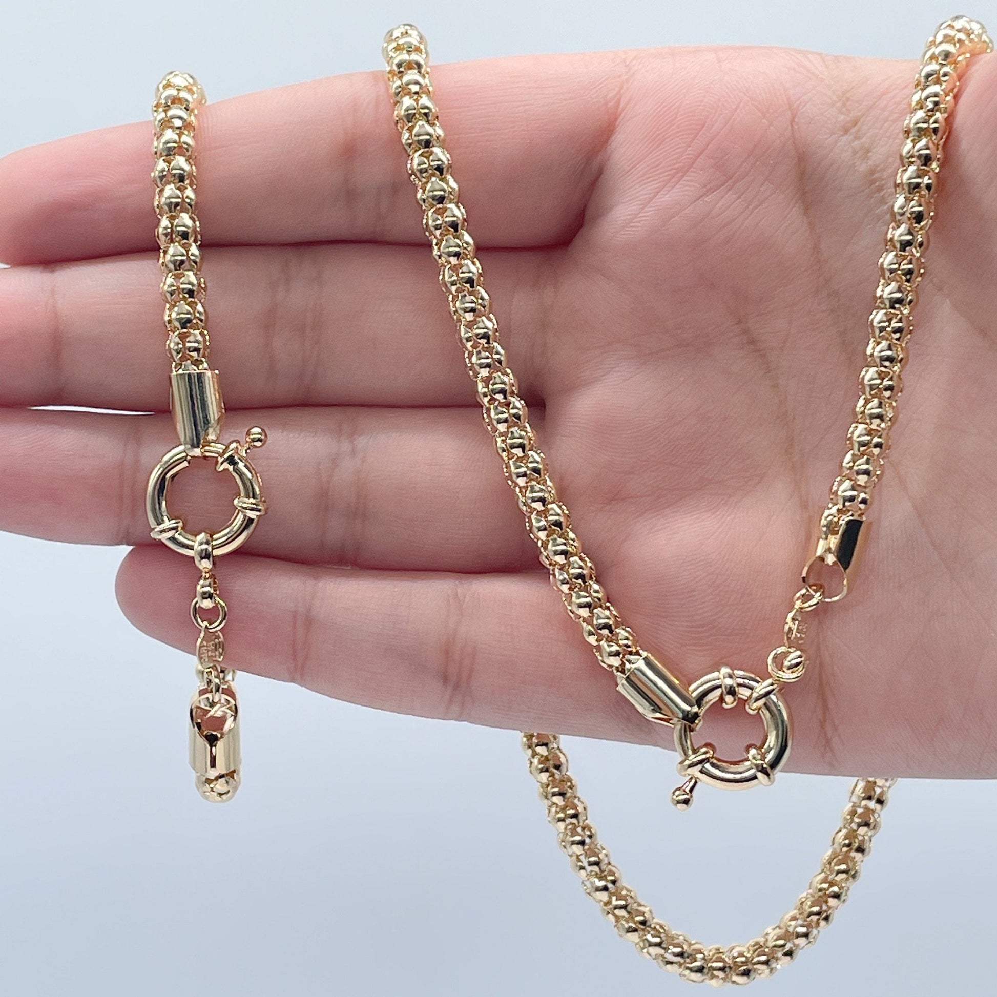 18k Gold Layered Large Link Bracelet, Chunky Link Chain Bracelet Women –  Bella Joias Miami