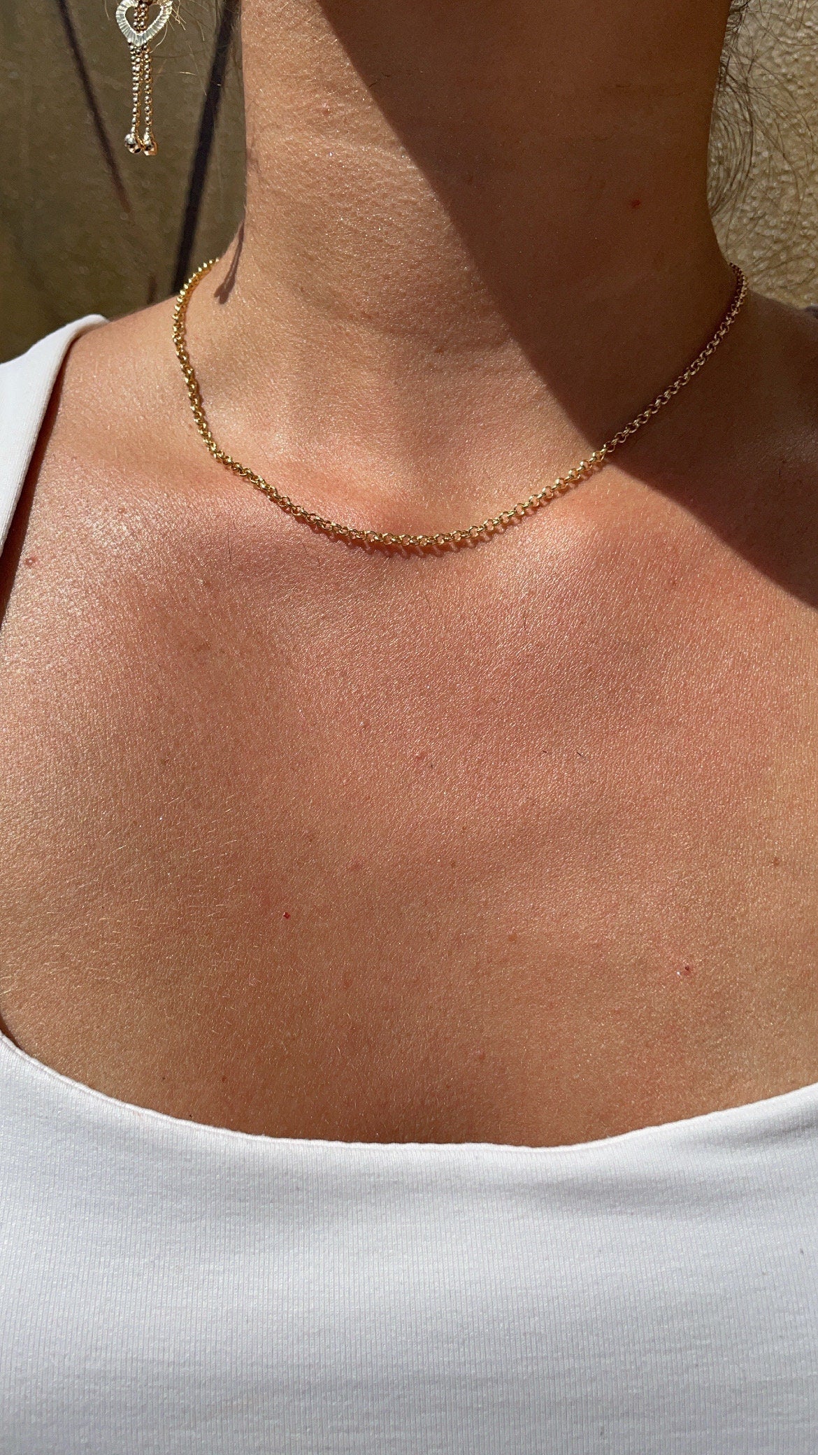 18k Gold Layered 2mm Cable Link Chain Dainty Necklace For Wholesale And Jewelry