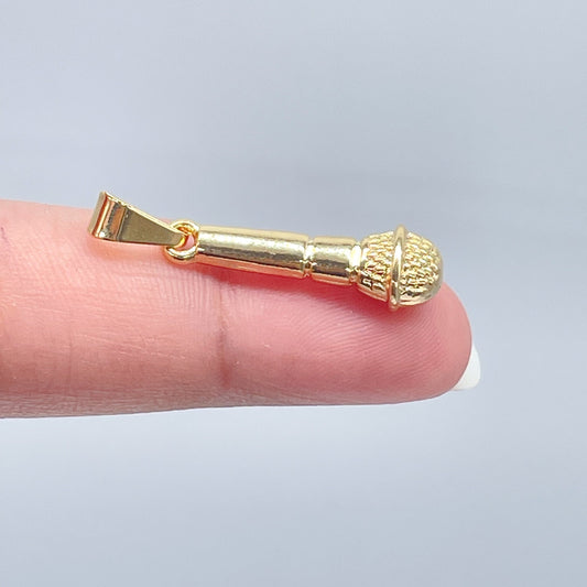 18k Gold Layered Musical Instruments Microphone, Guitar and Trumpet Charms For
