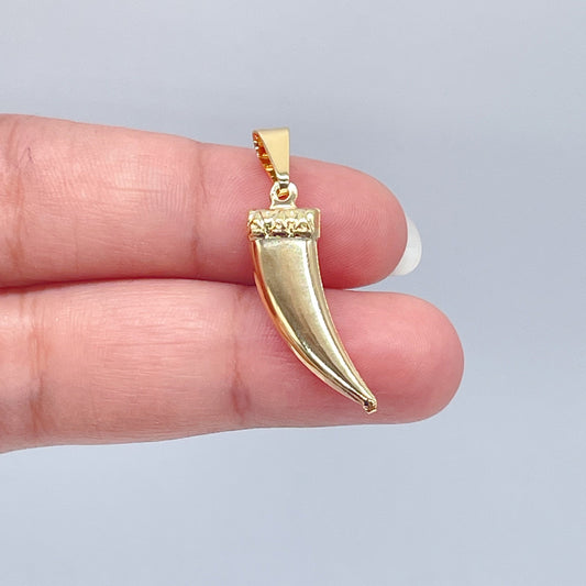 18k Gold Layered 25mm Elephant Tusk Charm For Wholesale And Jewelry Making