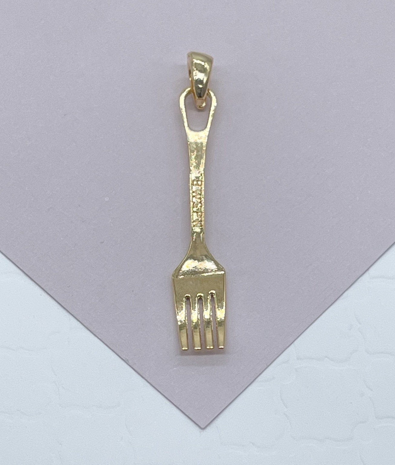 18k Gold Layered Fork & Spoon Charms, Dainty Spoon Pendant, Dainty Fork Pendant