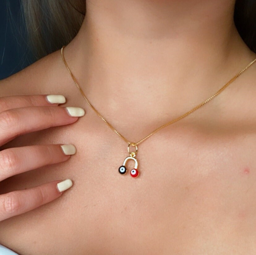 18k Gold Layered Colorful Evil Eye Enamel Pendant For Protection Wholesale