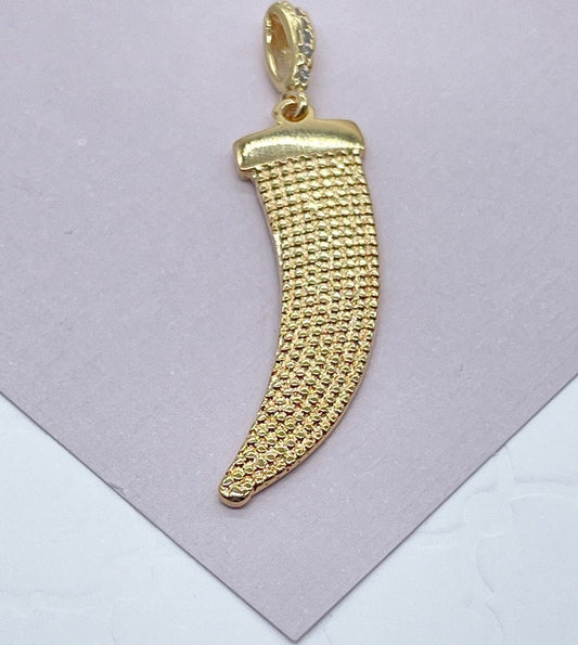 Ancient Good Luck Trendy 18k Gold Layered Dainty Elephant Tusk Charm And Micro