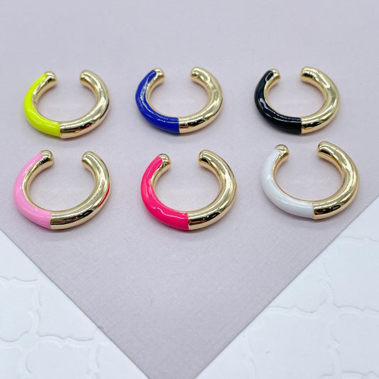 18k Gold Filled Colorful Enamel Ear Cuff Earrings  Colored Jewelry Making Supplies
