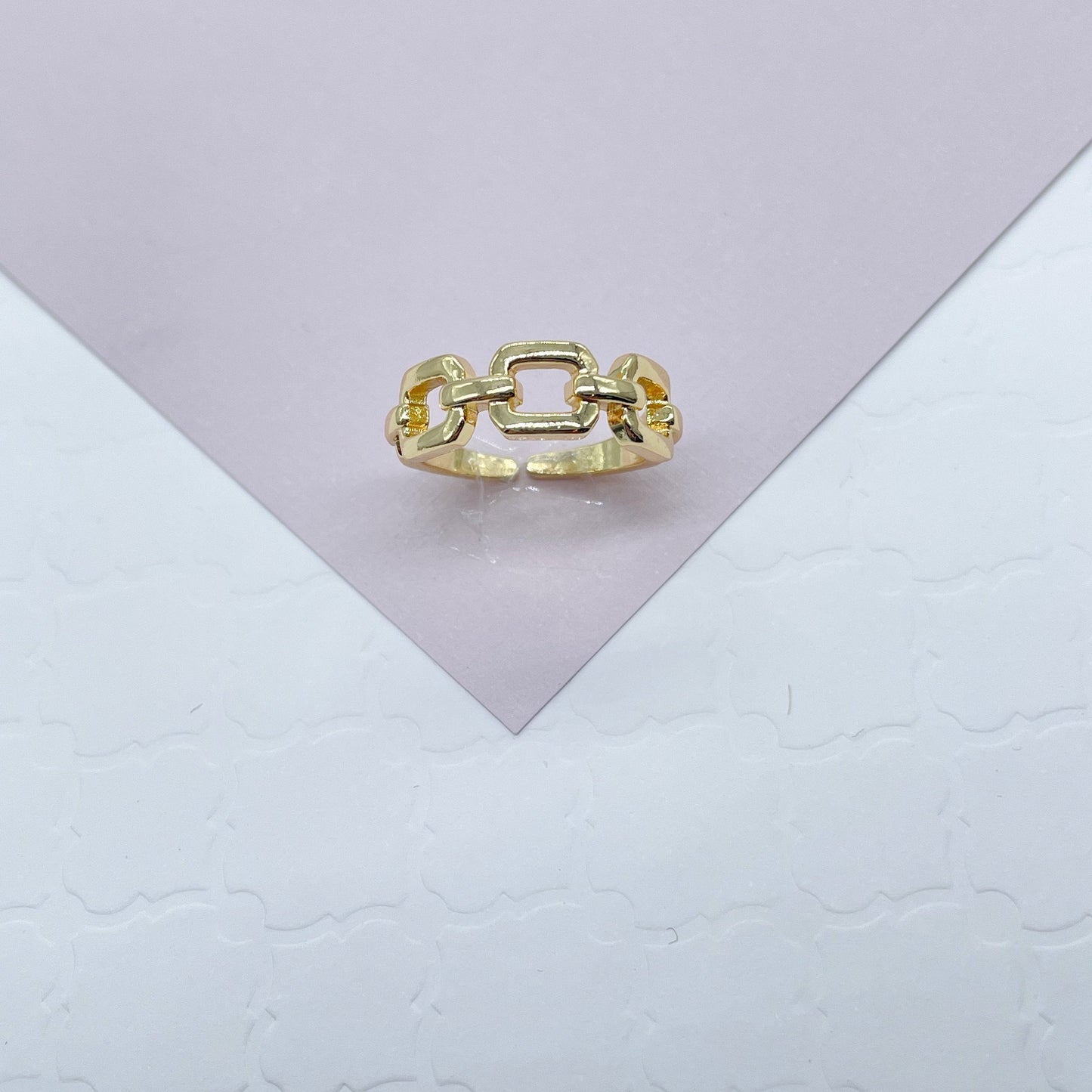 Adjustable 18k Gold Layered Link Ring Dainty Jewelry For Wholesale