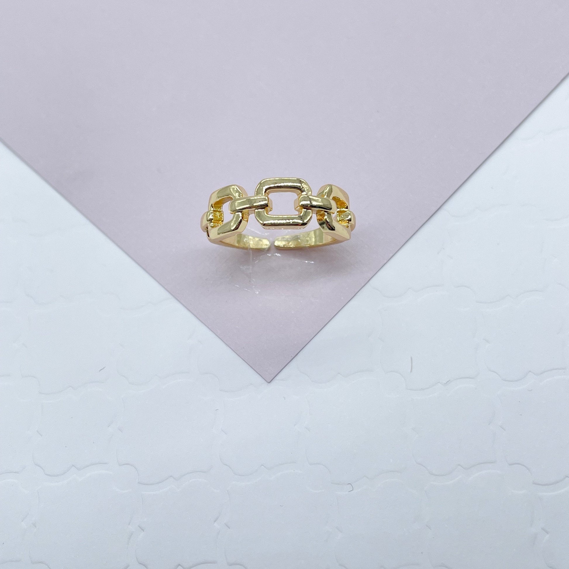 Adjustable Diamond Chain Ring Yellow Gold