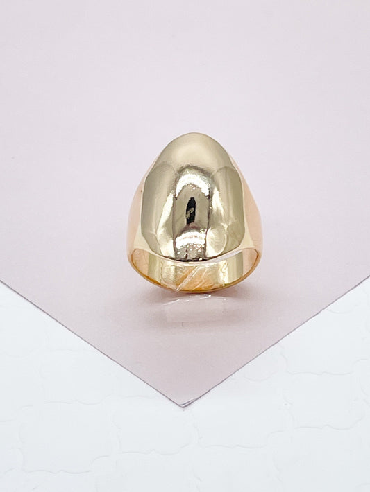 18k Gold Layered Chunky Plain Oval Dome Ring