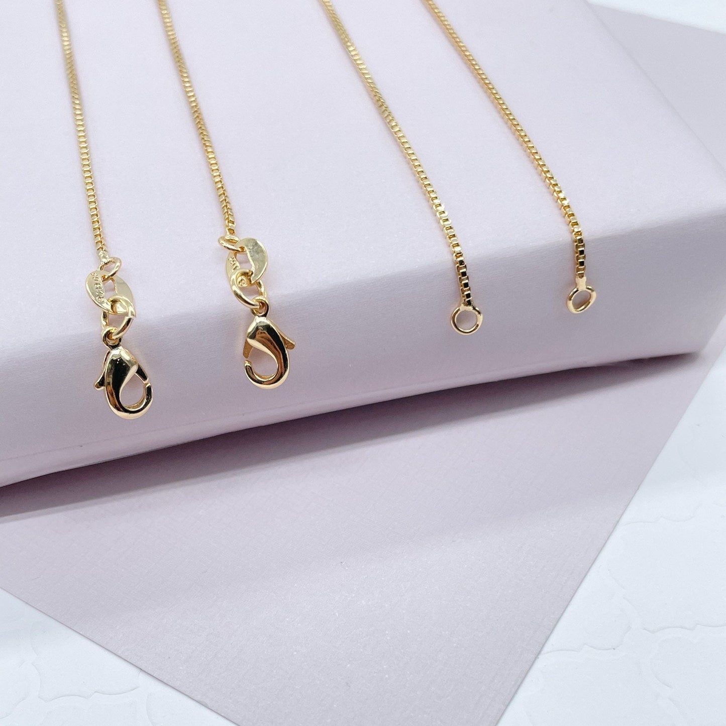 18k Gold Layered Box Chain 1mm Necklace Dainty Jewelry For Wholesale
