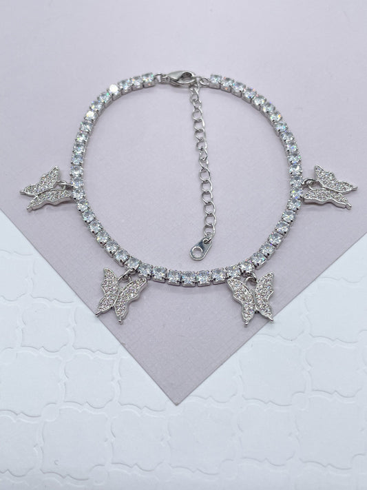 18k Gold Filled Clear Cubic Zirconia Tennis Bracelet with Four Zirconia