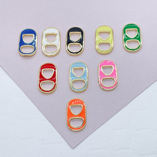 18k Gold Layered Colorful Soda Can Caps Charms In Enamel Eight Colors to Choose