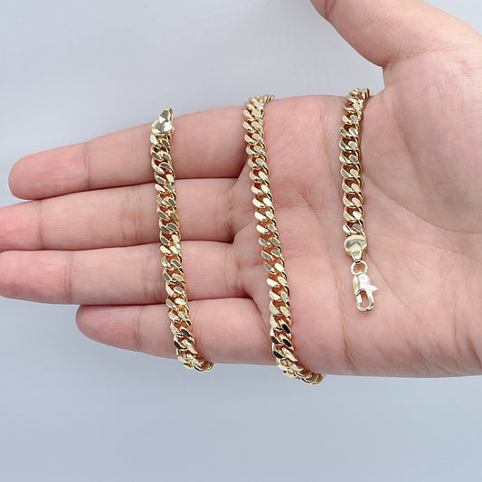18k Gold Layered 6mm Cuban Link Chain, Miami Cuban Available Necklace and