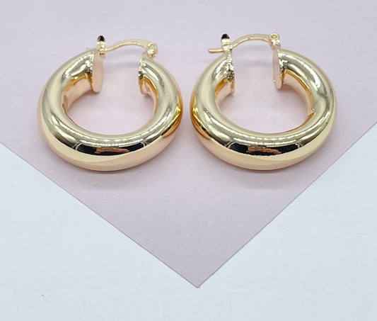 Chunky And Small 18k Gold Layered Plain Hoop Earrings For Wholesale And Jewelry