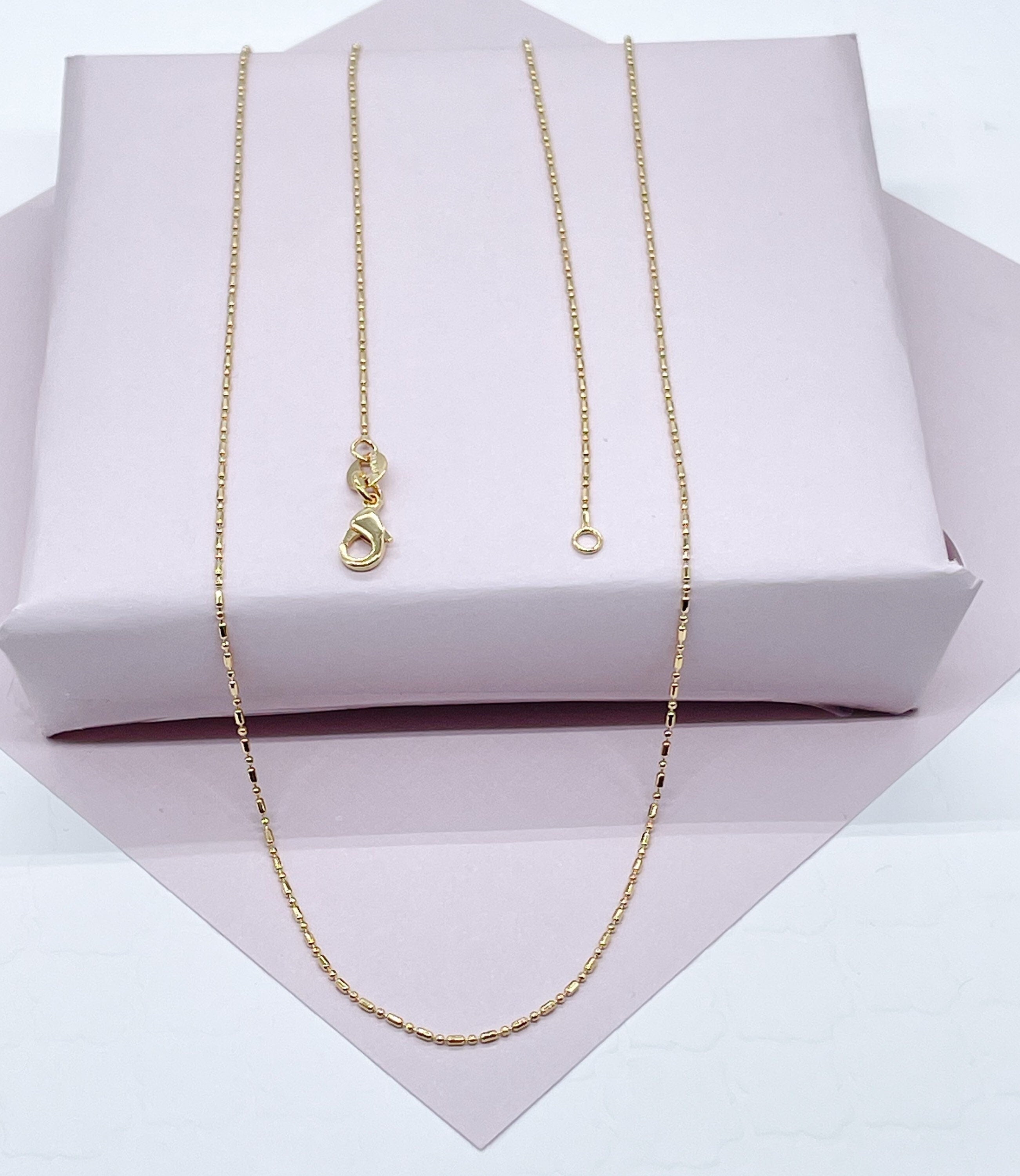 18k Gold Layered 1mm Extra Thin Dash Dot Chain For Wholesale And