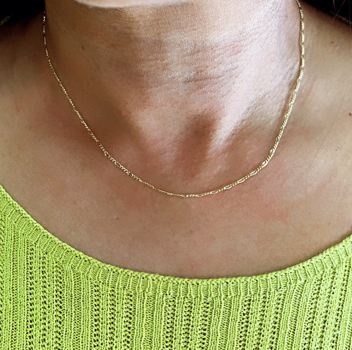 18k Gold Layered 2mm Fancy 3x1 Figaro Chain For Wholesale and Jewelry Making