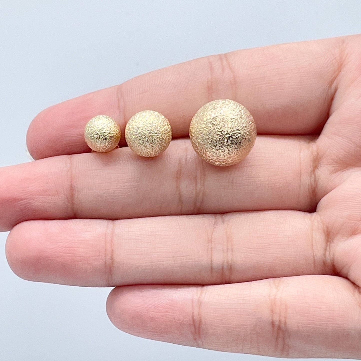 18k Gold Layered Matte Ball Stud Earrings, Grooved Surface Ball Stud Earrings,