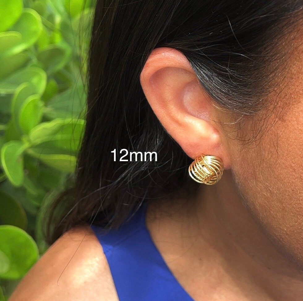 18k Gold Layered Love Knot Stud Earrings, Knot Earrings In Gold Thread, Sizes