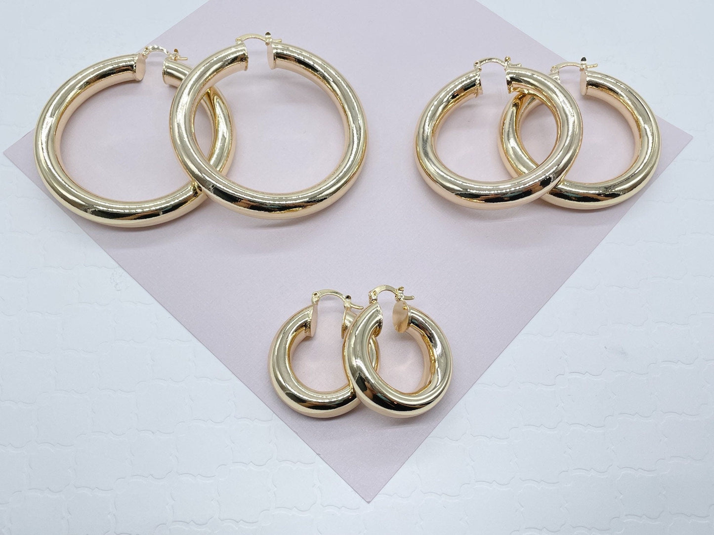 Inspired Selena Large 18k Gold Layered 5mm Plain Hoop Earrings And Silver