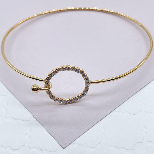 18k Gold Filled Dainty Cubic Zirconia Circle Or Star Bangle Wholesale Bracelet