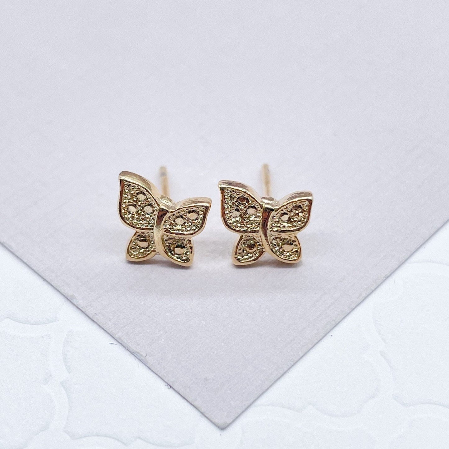 18k Gold Layered Small Butterfly Stud Earrings Dainty Jewelry Featuring Design