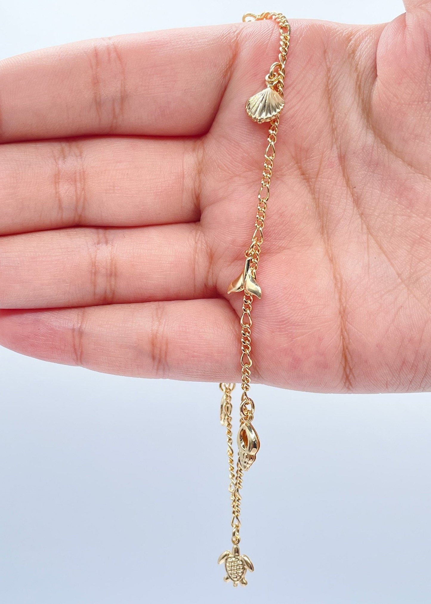 18k Gold Layered Oceanic Inspired Charm Anklet