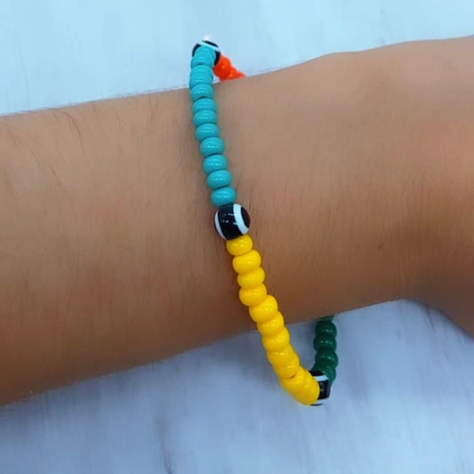 Colorful Beaded Bracelet With Black Evil Eye Good Luck Bracelet Wholesale