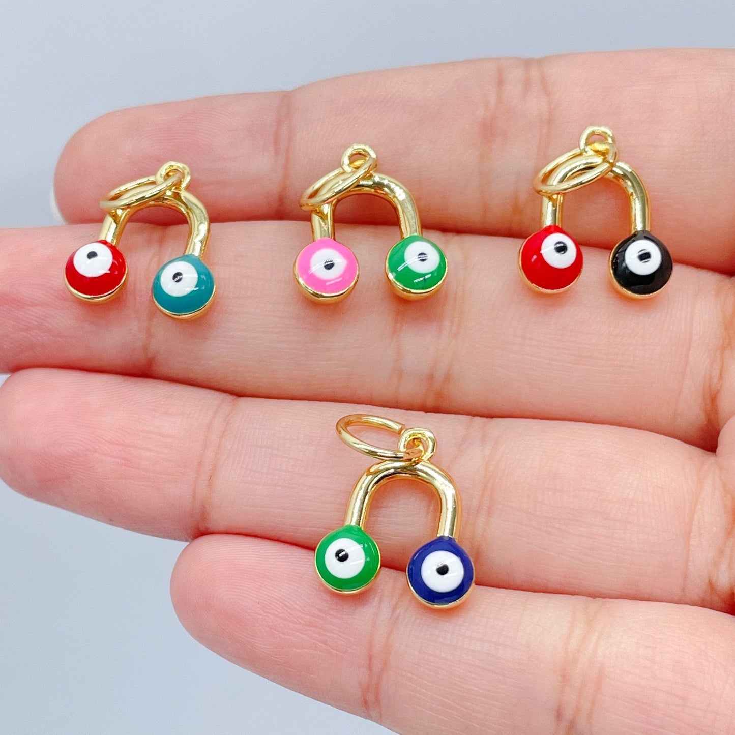 18k Gold Layered Colorful Evil Eye Enamel Pendant For Protection Wholesale
