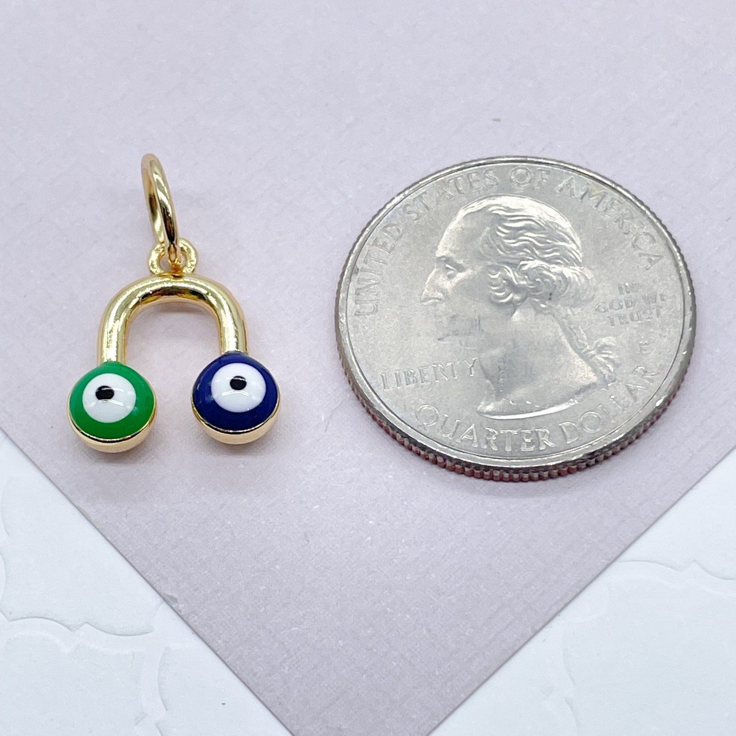 18k Gold Layered Colorful Evil Eye Enamel Pendant For Protection Wholesale