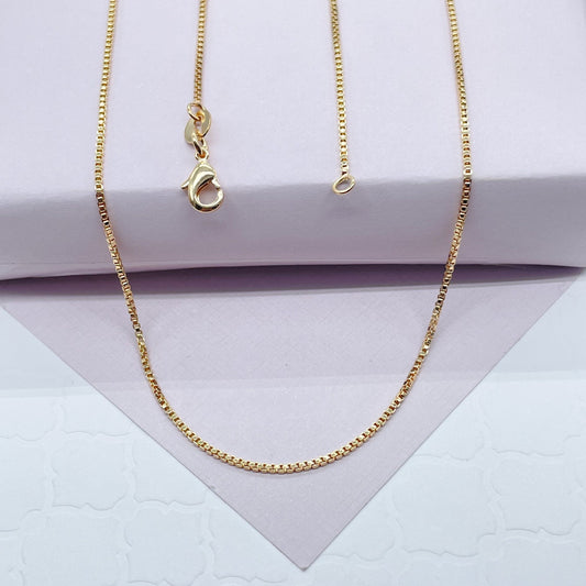 18k Gold Layered Box Chain 1mm Necklace Dainty Jewelry For Wholesale