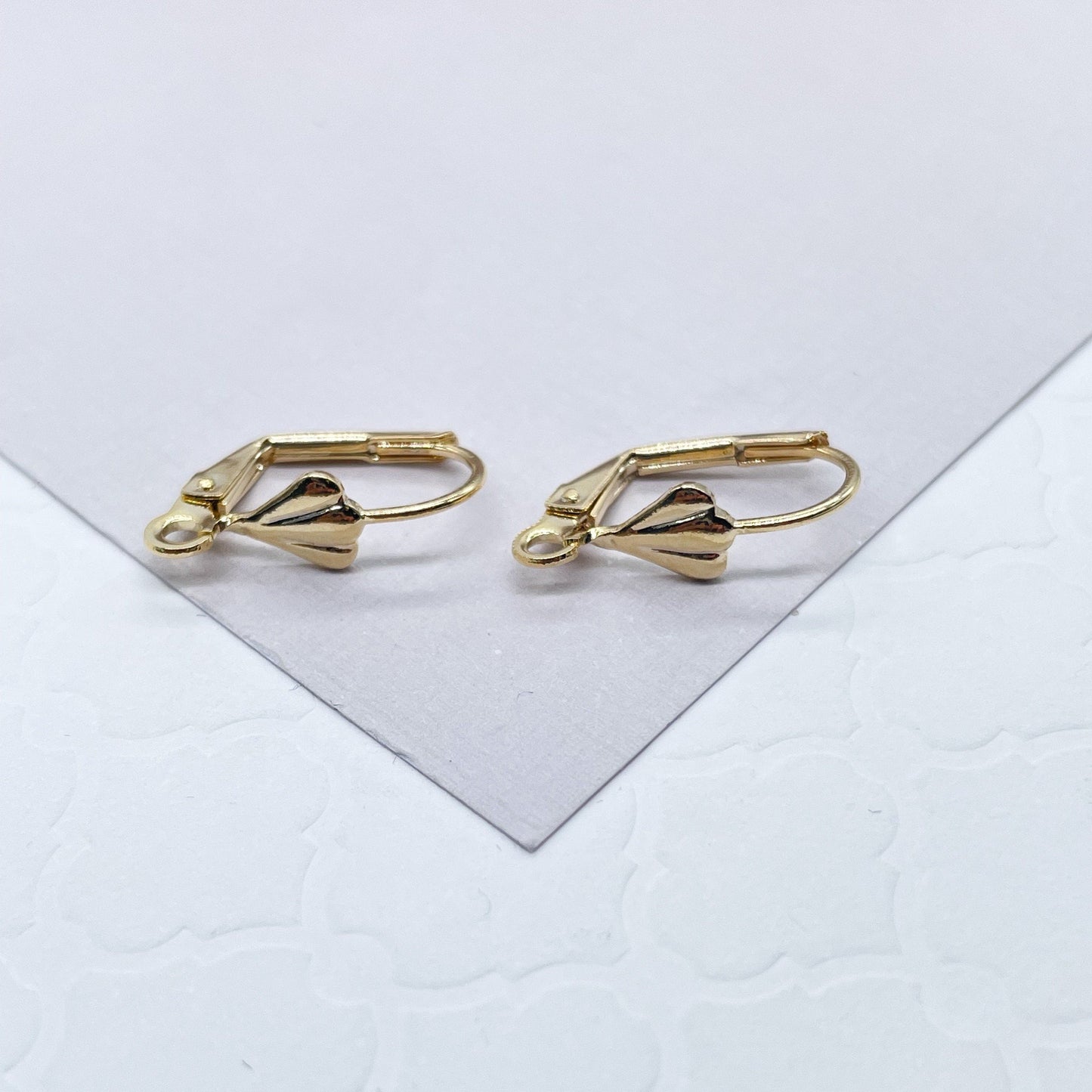 18k Gold Layered Lever Back Hook Clasps Wholesale Findings Jewelry Making For
