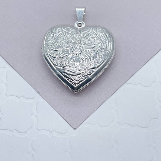 Silver Filled Heart Locket For Picture, Pendant Charm For Necklace, Love Gift