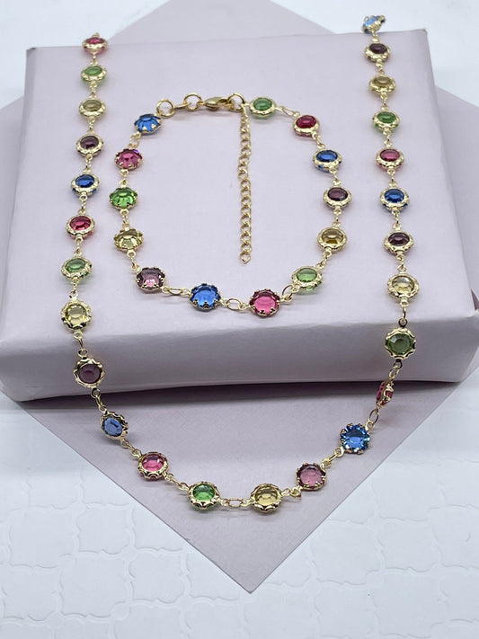 18k Gold Layered Colorful Festive Jewelry Set