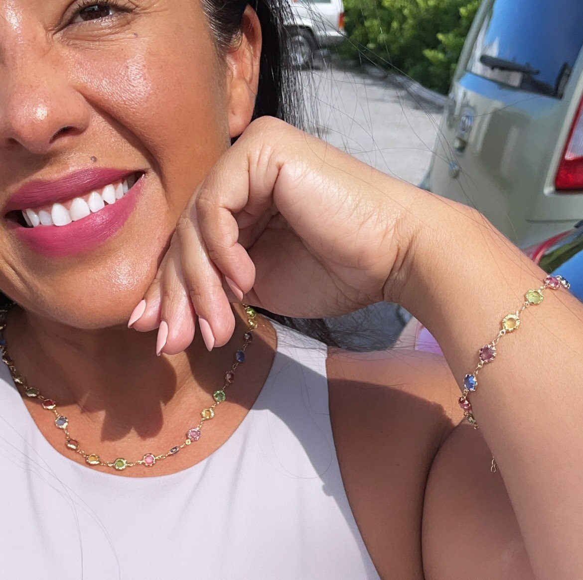 18k Gold Layered Colorful Festive Jewelry Set