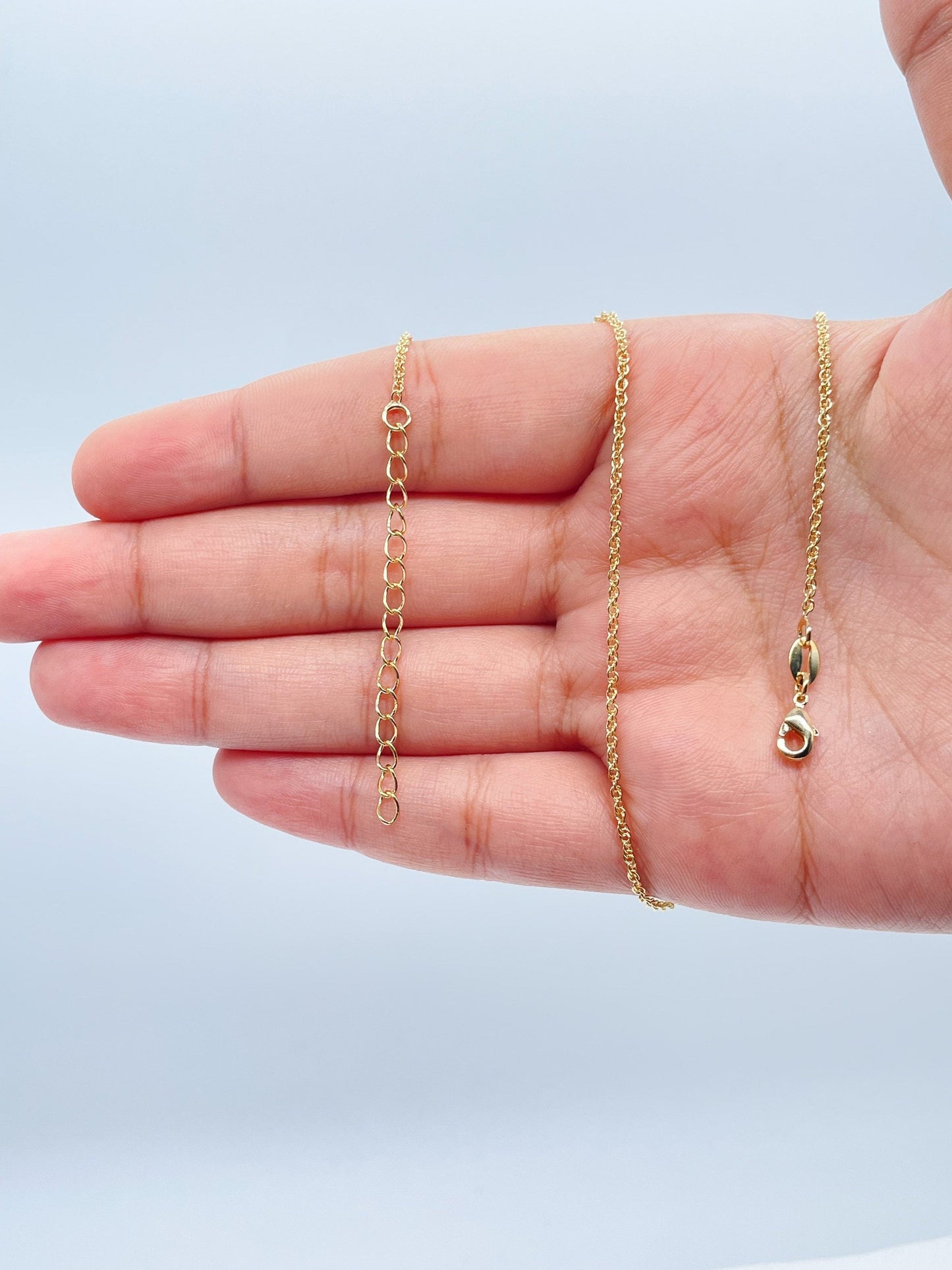 18k Gold Layered 1mm Wheat Chain Available In Sizes 16” , 18”, 20”, 22” & 24” For