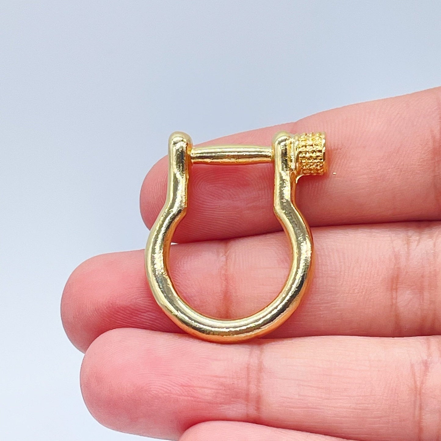 18k Gold Layered Closed Carabiner Like Pendant Charm For Jewelry Creation Styling