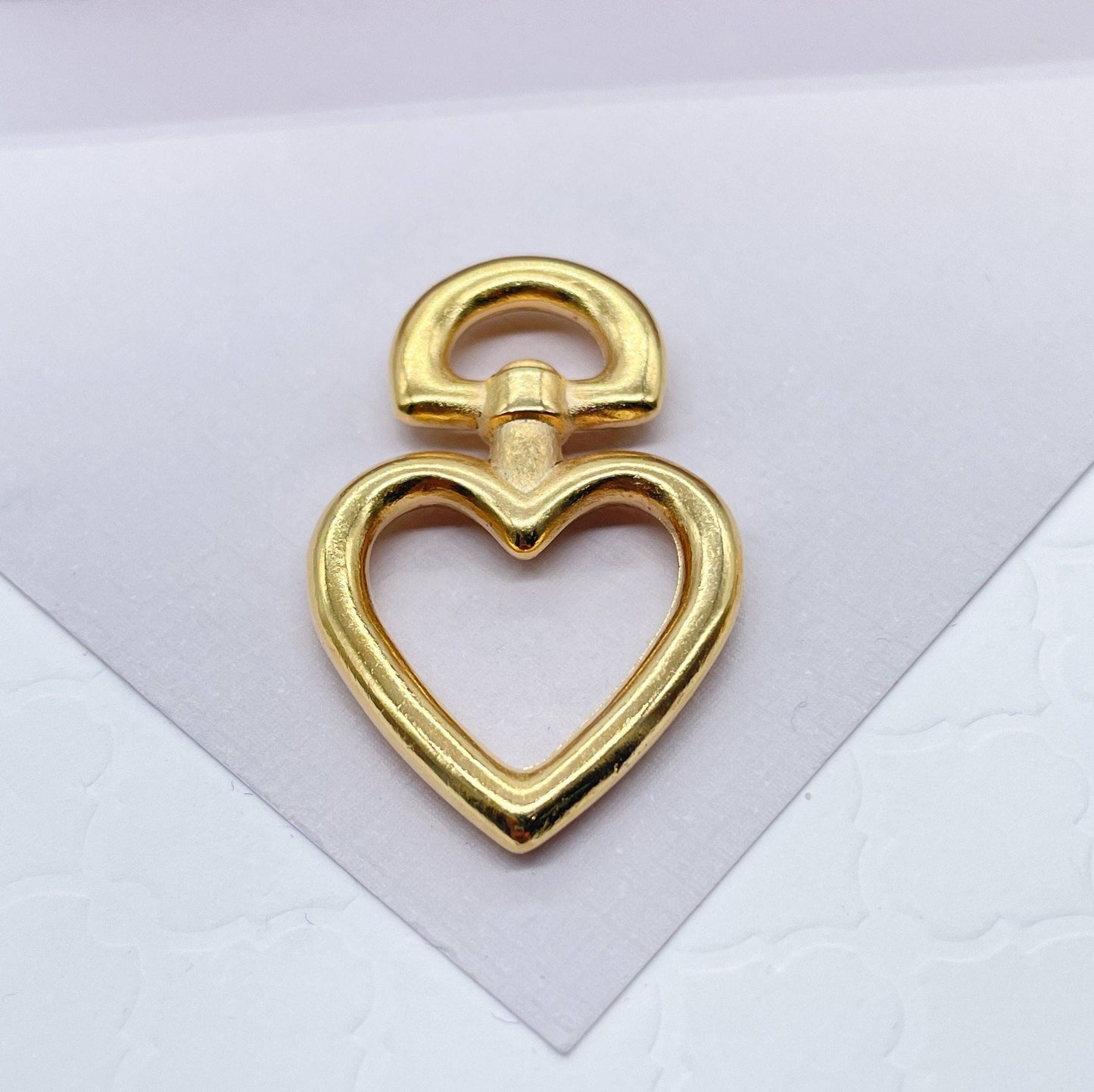 18k Gold Layered Heart Jewelry Connector For Creative Styling And Creation For